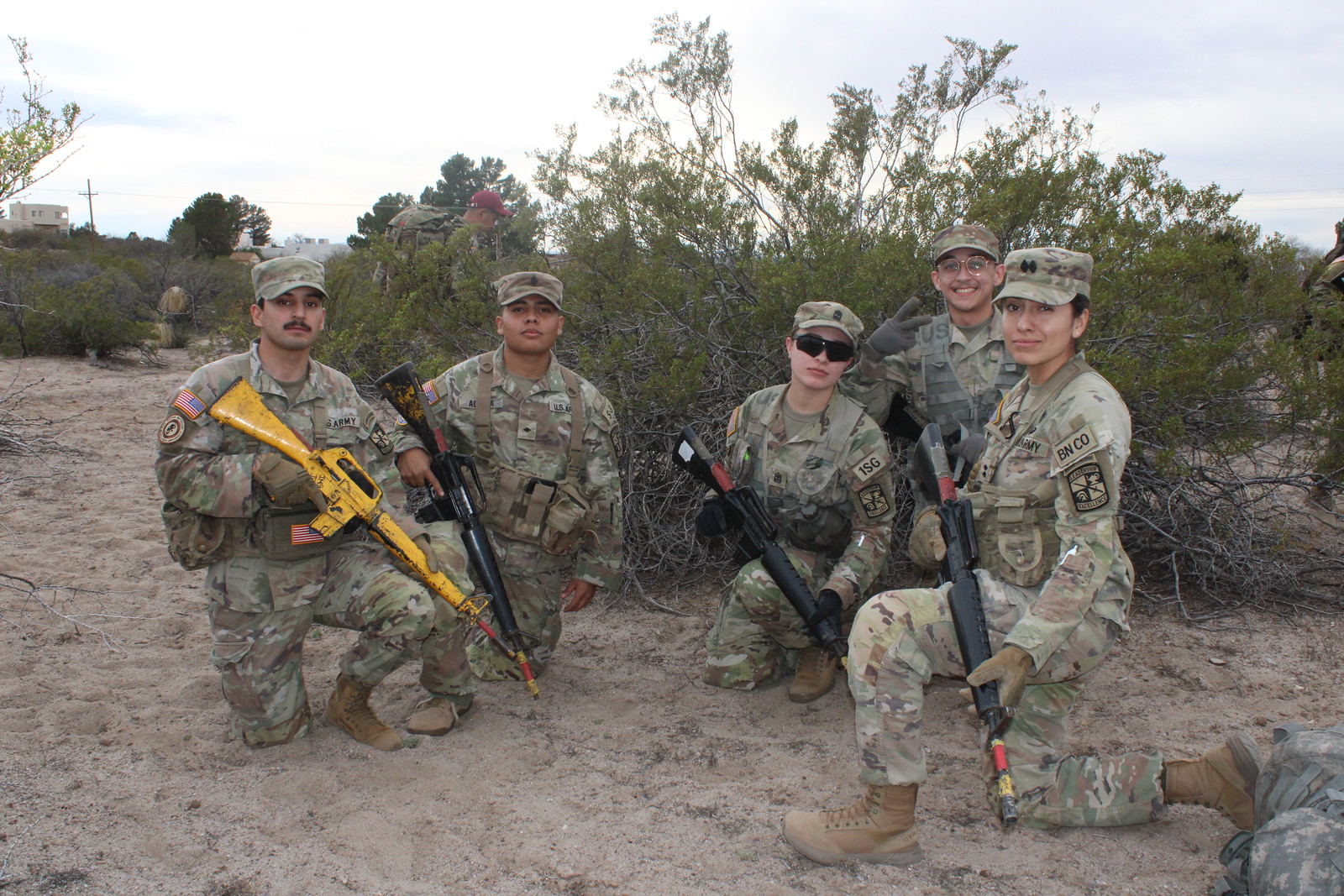 group of army members running